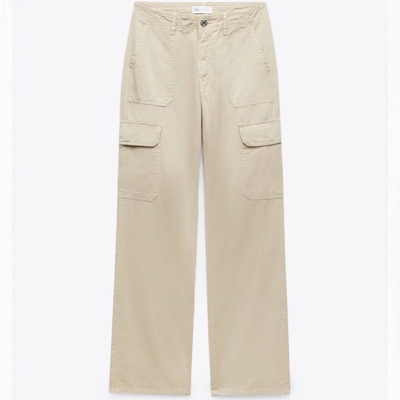 zara beige cargo pants - Picture 1 of 1